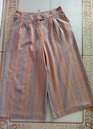 Брюки кюлоти жіночі з защіпами у смужку tu