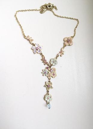 Вінтажне кольє з емаллю та камінням у стилі capodimonte