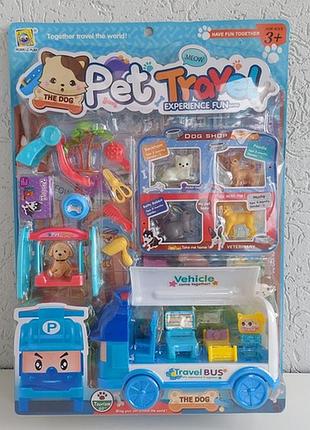 Набір тварин «весела подорож» 4 улюбленці трейлер аксесуари на аркуші (666-57)