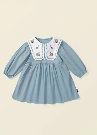 Сукня для дівчинки святкова блакитна вишивка