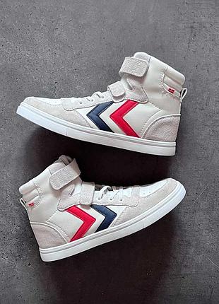 Высокие кожаные кроссовки мальчику осень весна 39р hummel. демисезонные подростковые сникерсы