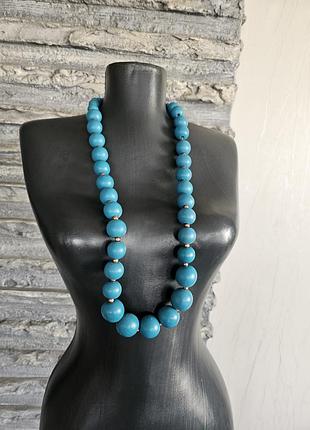 Бирюзовые деревянные ожерелье бохо