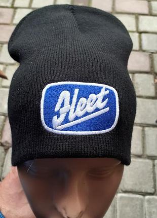 Новая черная мужская вязаная шапка-бини fleet(англия)