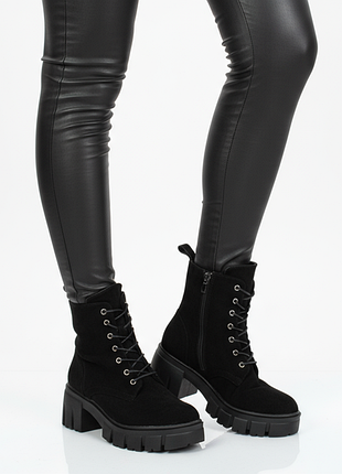 Женские демисезонные черные ботинки 008