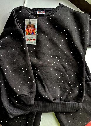 Спортивный костюм со стразами для девочки 3-6 лет | трехнитка на флисе | туреченица | теплый