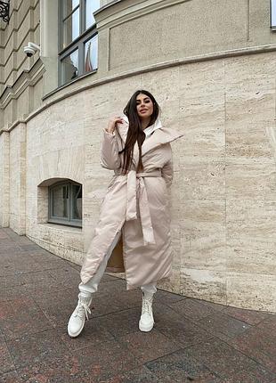 Подовжена дута куртка-ковдра на запах з масивним коміром з кишенями