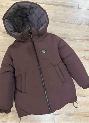 Теплая зимняя двухсторонняя куртка для девочки