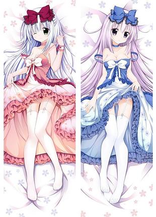 Аниме дакимакура рисэ / айри алиса или алиса: брат-сисконщик и сёстры-близняшки (подушка обнимашка) 120*40 см