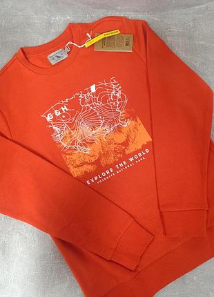 Свитшот мужской на 164 см на утеплении оранжевый от ovs
