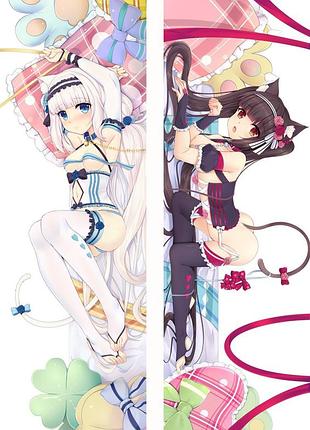 Аніме дакимакура чокола / ванілла котячий рай (подушка обнімашка) 120*40 см