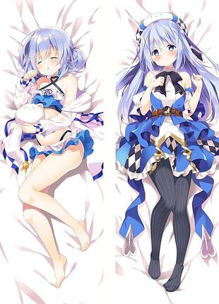 Аниме дакимакура чино кафу заказывали кролика? (подушка обнимашка) 120*40 см