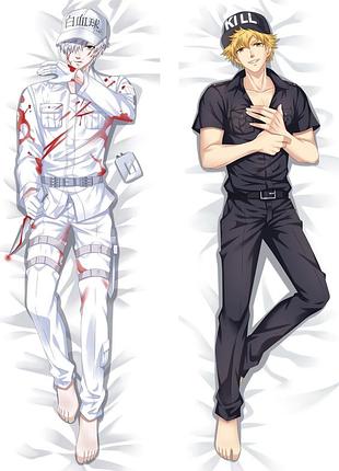 Аниме дакимакура лейкоцит u-1146 / т-киллер клетки за работой (подушка обнимашка) 120*40 см