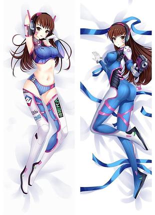 Аниме дакимакура d.va (ханна сон) overwatch (подушка обнимашка) 120*40 см