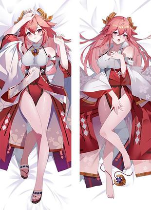 Аніме дакимакура ян фей genshin impact (генши імпакт) (подушка обнімашка) 120*40 см