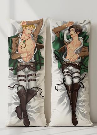 Аниме дакимакура леви аккерман / дитер атака титанов (подушка обнимашка) 120*40 см