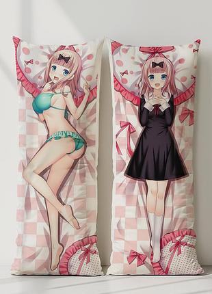 Аниме дакимакура тика фудзивара госпожа кагуя: в любви как на войне (подушка обнимашка) 120*40 см