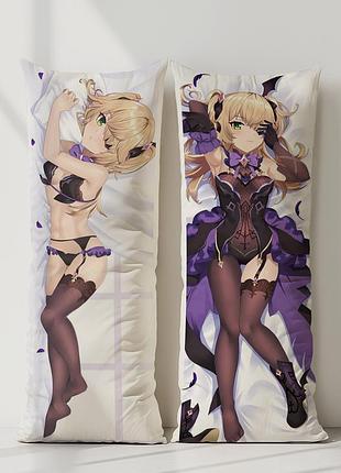 Аниме дакимакура фишль genshin impact (генши импакт) (подушка обнимашка) 120*40 см