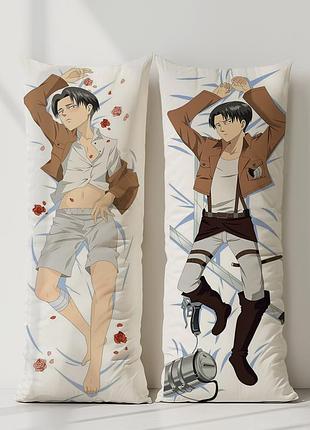 Аниме дакимакура леви аккерман атака титанов (подушка обнимашка) 120*40 см