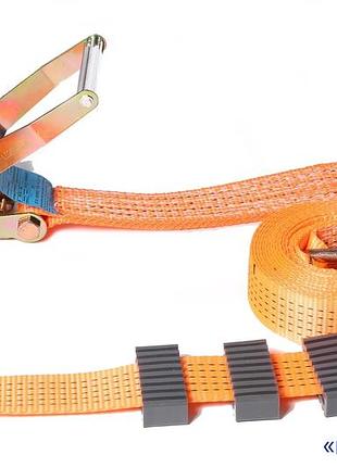 Автовозный ремень 5т 3м, с пластиковыми накладками + гаки двухпалые