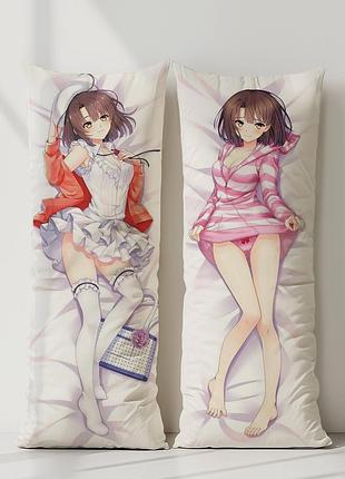 Аниме дакимакура мэгуми като как воспитать героиню из обычной девушки (подушка обнимашка) 120*40 см