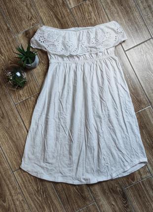 Белое летнее платье-бандо на м/l