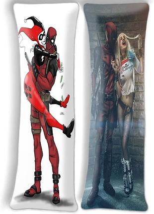 Харли квин и дэдпул, мемы, дакимакура (подушка обнимашка), 150*50 см