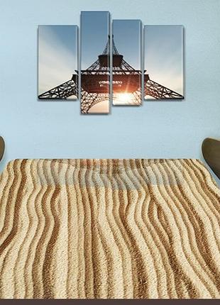 Виниловая наклейка на стол песок, песочный рельеф полосы самоклеющаяся двойная пленка, бежевый 60 х 100 см