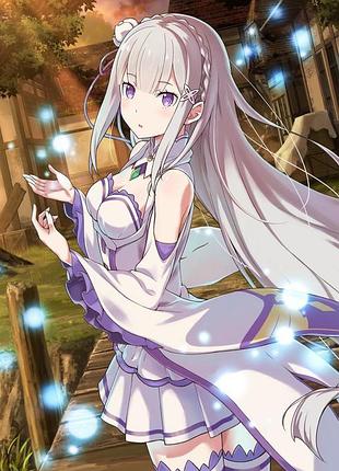 Аниме полотенце rezero: жизнь в альтернативном мире с нуля, эмилия 50 на 90 см, код 211