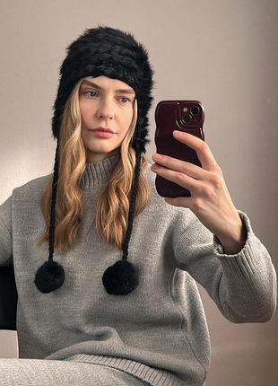 Шапка хутряна натуральне хутро кролик chaos нова