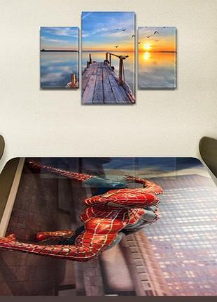 Детская виниловая наклейка на стол спайдермен человек-паук, самоклеющаяся пленка, коричневый 60 х 100 см