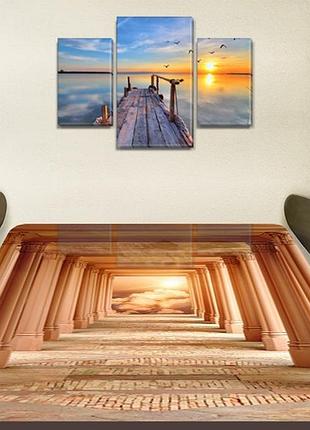 Виниловая наклейка на стол античность арки декоративная пленка самоклеющаяся, бежевый 60 х 100 см