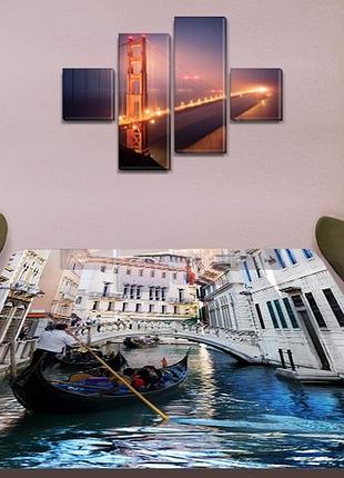 Виниловая наклейка на стол венецианские мосты самоклеющаяся двойная пленка декор, серый 60 х 100 см