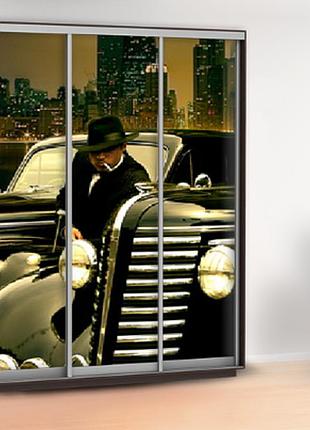 Виниловая наклейка на шкаф машины (обои для шкафа купе мафия) 240 х 100 см с защитной ламинацией