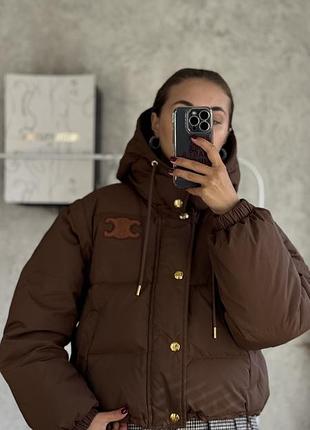 Шоколадна куртка celine пух/перо