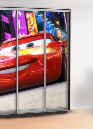 Наклейка с тачками в детскую на шкаф, двери, стены 240 х 100 см с защитной ламинацией