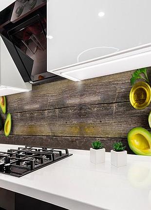 Наклейка на кухонный фартук 60 х 200 см, фотопечать с защитной ламинацией авокадо, лайм, фрукты (бп-s_ed597)