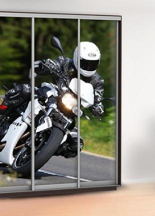 Наклейка для двери мотоцикл (наклейка для шкафа купе байк) 240 х 100 см с защитной ламинацией
