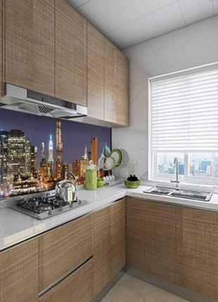 Наклейка на кухонный фартук 60 х 300 см, фотопечать с защитной ламинацией вечерний мегаполис (бп-s_ar017)