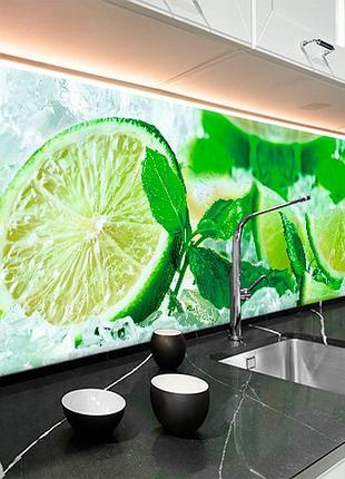 Наклейка на кухонный фартук 60 х 250 см, фотопечать с защитной ламинацией лайм, лед, цитрусовые (бп-s_ed580-1)