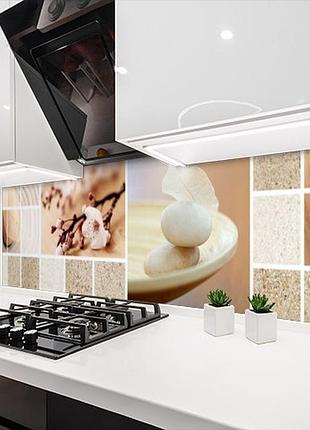 Кухонная плитка на кухонный фартук спа тематика, релакс, с двухсторонним скотчем 62 х 205 см, 1,2 мм