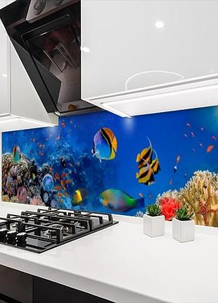 Наклейка на кухонный фартук 60 х 200 см, фотопечать с защитной ламинацией морские глубины (бп-s_an164)