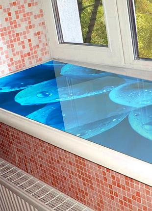 Покрытие для подоконника, мягкое стекло с фотопечатью 35х100 см по-pol_fl003