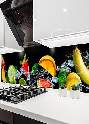 Наклейка на кухонный фартук 60 х 200 см, фотопечать с защитной ламинацией цитрусты на волне (бп-s_ed607)