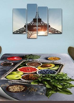 Покрытие для стола, мягкое стекло с фотопринтом, фрукты, зелень  60 х 100 см (1,2 мм)