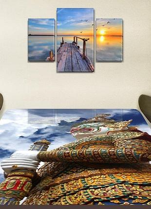 Виниловая наклейка на стол восточный воин китай самоклеющаяся декоративная пленка, коричневый 60 х 100 см