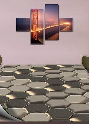 Покрытие для стола, мягкое стекло с фотопринтом, металлические соты  60 х 100 см (1,2 мм)