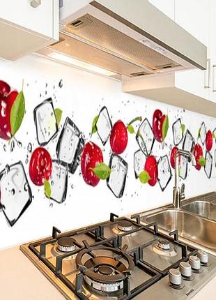 Наклейка на кухонный фартук 60 х 200 см, фотопечать с защитной ламинацией вишня со льдом (бп-s_ed622)