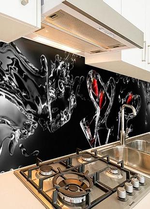 Наклейка на кухонный фартук 60 х 200 см, фотопечать с защитной ламинацией бокалы и клубника (бп-s_ed652)