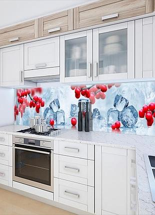 Кухонная плитка на кухонный фартук рябина в кубиках люда, с двухсторонним скотчем 62 х 205 см, 1,2 мм