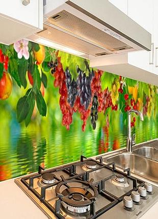 Панель кухонная, заменитель стекла виноград над водой, с двухсторонним скотчем 62 х 205 см, 1,2 мм